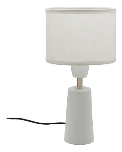 Set of 2 Conical Bedside Table Lamps LED Light Fabric Shade 2