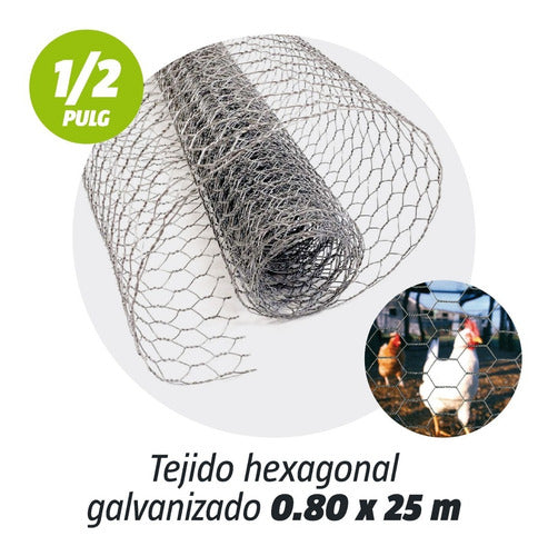 Kroner Hexagonal Galvanized Wire Mesh 1/2' X 0.80 Mt. X 25 Mts 0