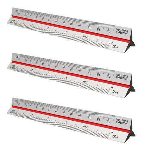 Plantec 3 Mini Escalimetro 10cm 6 Escala Baja Dibujo Técnico 0