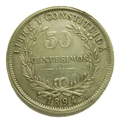 Uruguay Antigua Moneda 50 Cents. 1894 Plata Impecable Estado 0