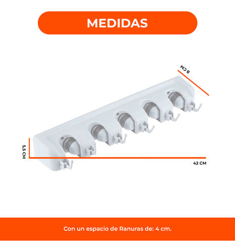 Organizador Soporte Cuelga Porta Escobas Ganchos Escobero 1