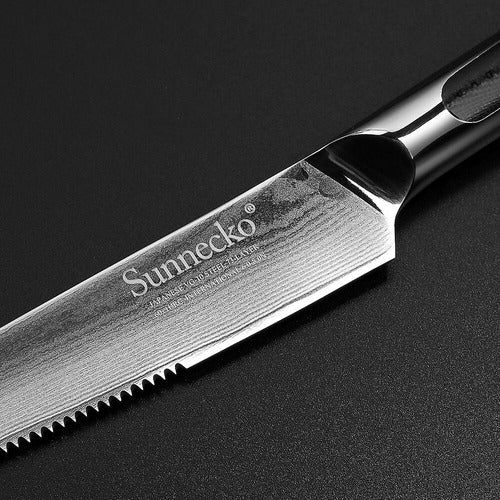 Cuchillo Carne Asado Serrucho Acero Japonés Damasco 127mm 4