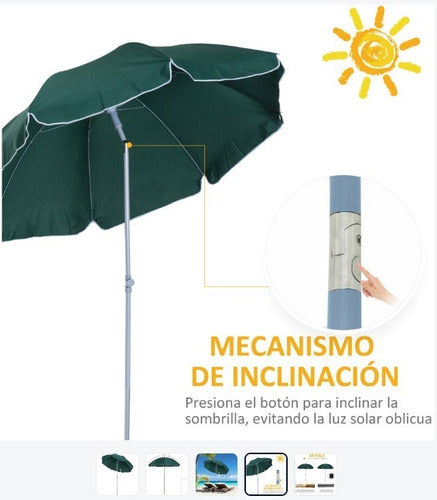 Sol o Sol Playa Pink Reinforced Reclining Canopy Umbrella 2m 2