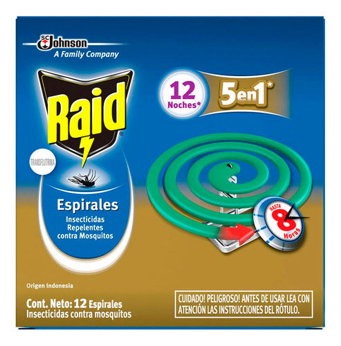 Raid Espirales Verdes Repelentes Mosquitos 12 Noches X 12u 0