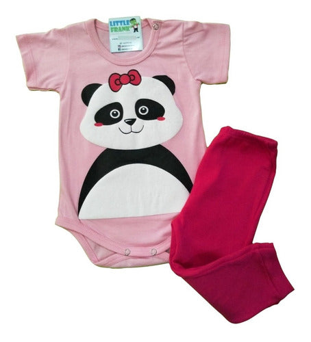 Baby Panda Bear Set - Pink Bodysuit and Pants 1