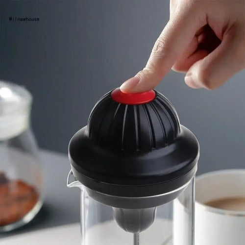 MegaShop Milk Frother for Coffee with Glass Jar 450ml Battery-Free 5