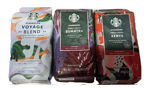 Starbucks Café Kenya Sumatra Y Voyage Blend - Pack 3x250 Grs 0