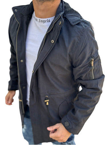 Imported Sherpa-Lined Parka Overcoat Jacket with Detachable Hood 0