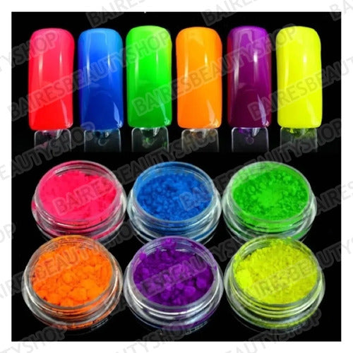 Baires Beauty Shop Pigmentos Neón Pigmento Fluo Brilla Luz Negra Uñas Esculpida 3