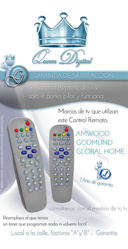 Remote Control for Global Home Godmund Goldstar Amwood TV 1