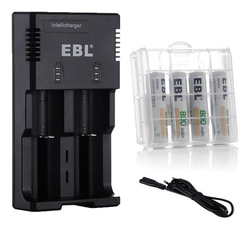 EBL 4 X Rechargeable AAA Li-ion Batteries + Intelligent Charger 0