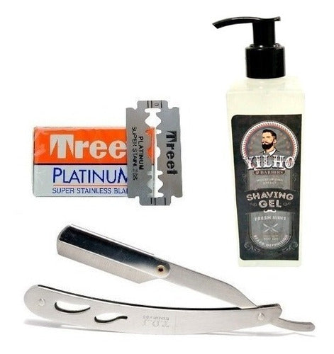 BlackOne Transparent Shaving Gel + Razor + Treet Barber Blades 2