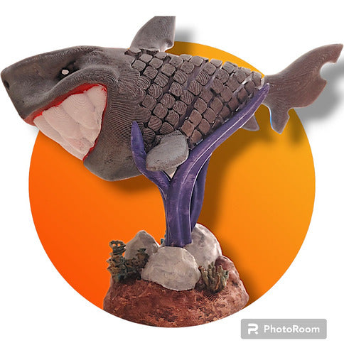 Large Articulated Shark - 3D - With Base 1