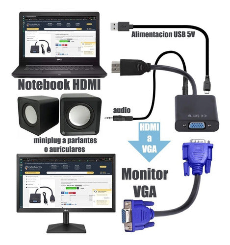 Duaitek HDMI to VGA Active Converter with Audio 5V 1