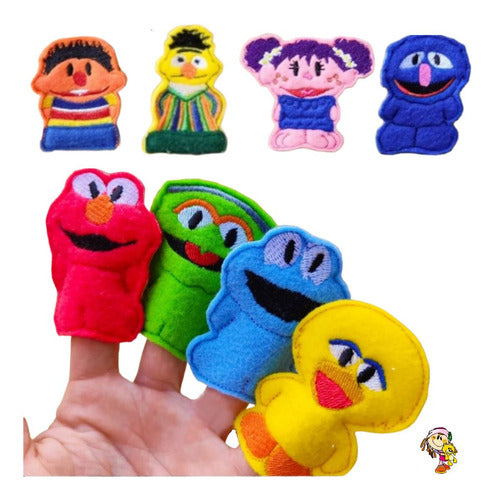 Títeres De Dedo Plaza Sésamo Set X8 Elmo Come Galletas Cute 3