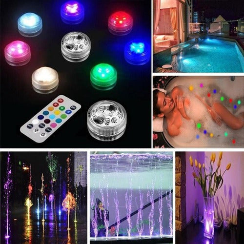 Luzes Led Piscina Impermeável Com Controle Remoto 10pcs 3