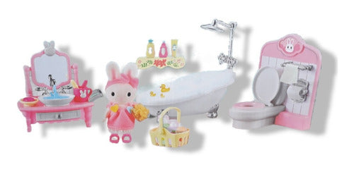 Complete Bathroom with Bunny Family Collectible Bunny Set 1