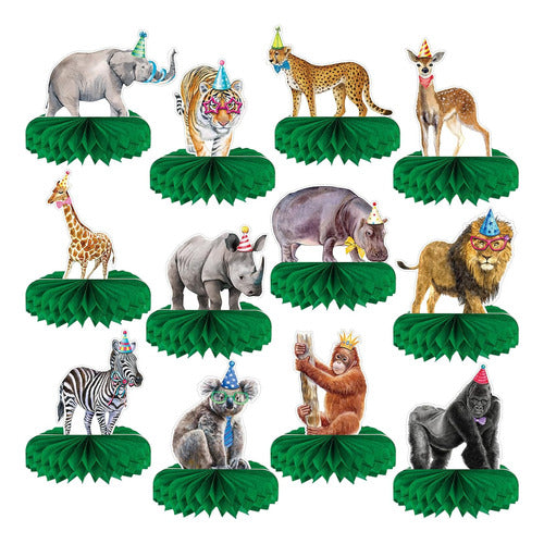 Yeaqee Decoraciones Safari Para Niño, 12 Pcs, Estilo Miel De Abeja 0