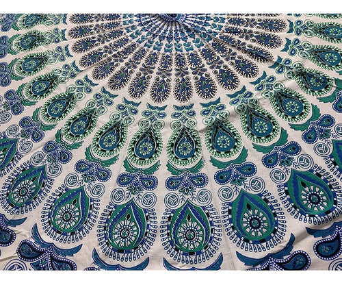 Raajsee Tapestry Wall Mandala (Blue White, Round 70 Inches) 3