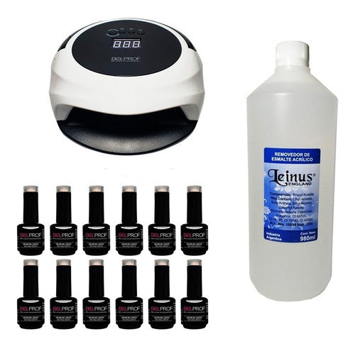 Belprof LED Nail Lamp Kit 75W with 12 Polishes + 1L Remover 0