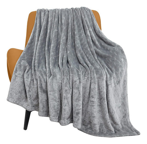 Manta De Fleece Suave Para Sofá, 127cm X 152cm, Gris Claro 0