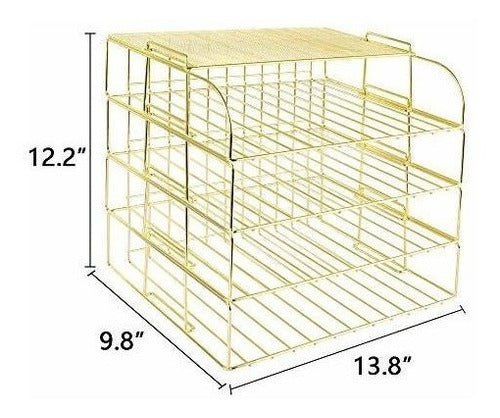 Spacrea Bandeja De Papel Apilable 4 Niveles Doradas 1