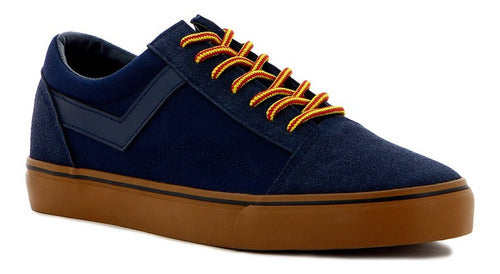 Pony Champion Old School Casual Lona-Gamuza Navy-Brown 0