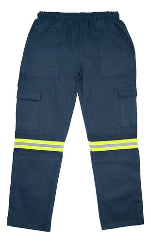 Blue Nautical Cargo Pants with Reflective Workwear 0