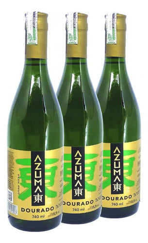 3x Saquê Seco Azuma Kirin Dourado 740ml 0