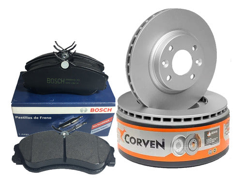 Corven Disc Brake + Bosch Pads for Peugeot Partner 1.4 8v - 2016 0