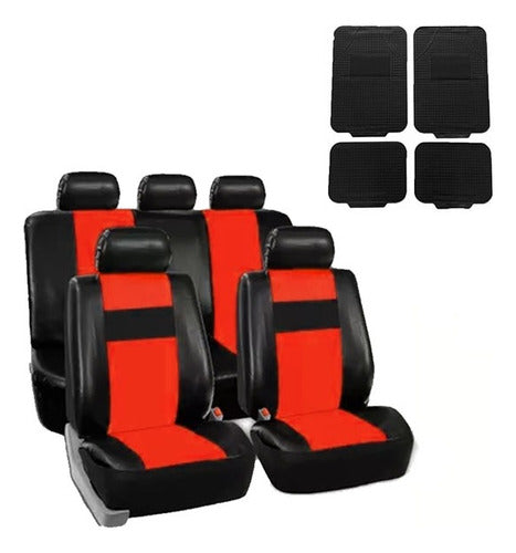 Max Tuning Universal Synthetic Leather Seat Covers for Citroen C3 C4 5 Berlingo + Complete Floor Mat Set 5