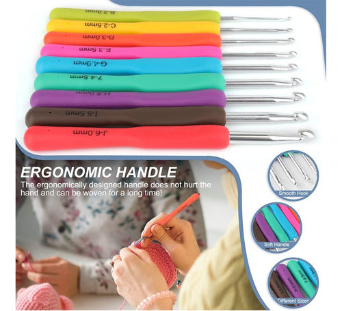 Kit De Ganchos De Crochet Ergonómicos De 254 Cm Con Caso 3