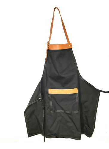 Noble Diseño Kitchen Apron Jean or Gabardine Fabric 8oz and Eco-Leather 1