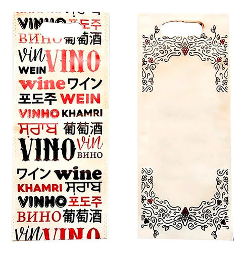 25 Eco-Friendly Wine Bottle Printed Fabric Bags 17x40 cm 0