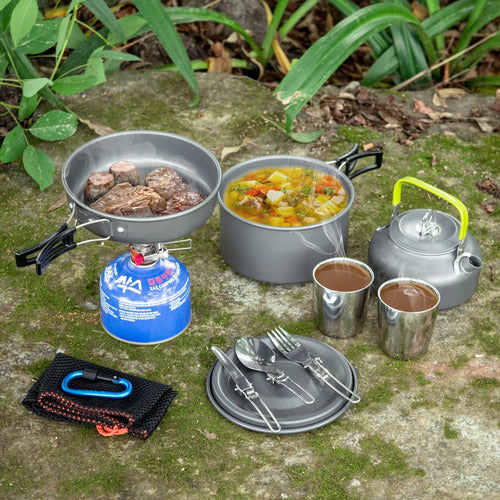 Odoland Camping Cooking Set with Gray Stainless Steel Pot 1