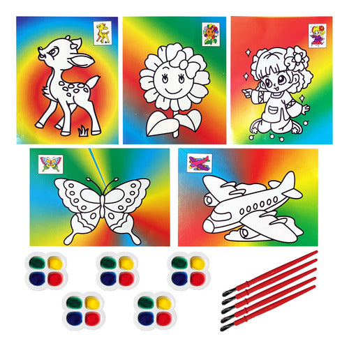 5 Dibujos Para Colorear + Acuarela Juguete Piñata Souvenir 0