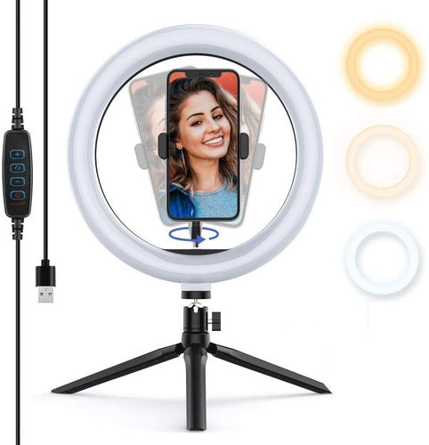 Tripode Celular  Aro Led Maquillaje Profesional Anillo 26 Cm 0