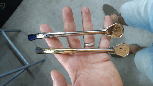 Set of 12 Chrome-Plated Pico De Loro Steel Straws, 18 cm 1
