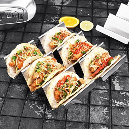 Artthome Taco Holders 4 Pack - Stainless Steel Tray Style 3