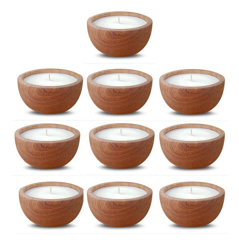 MagicDecoArgentina Wholesale Soy Wax Aromatic Candle Wooden Bowl X 10 Units 0