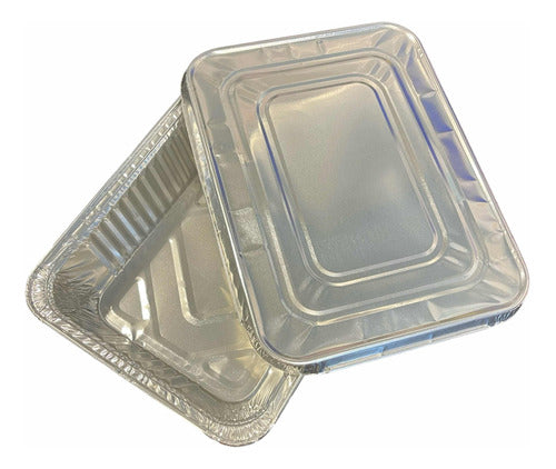 PS Aluminium Tray F2100 With Lid For Large School Meal - Pack of 50 0