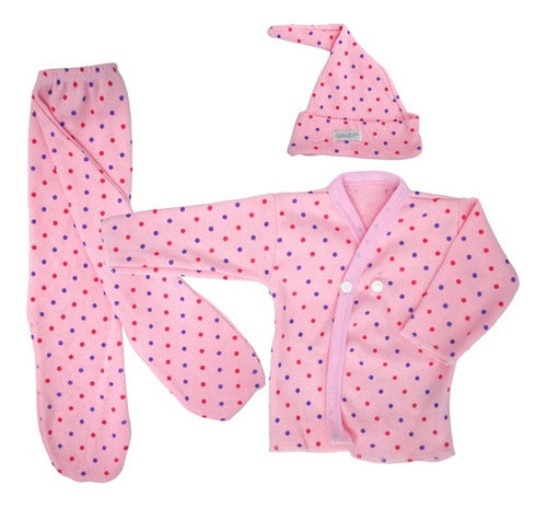 Derqui Bebe Set X3 Bebe Batita Pantaloncito Y Gorrito En Caja Regalo 3