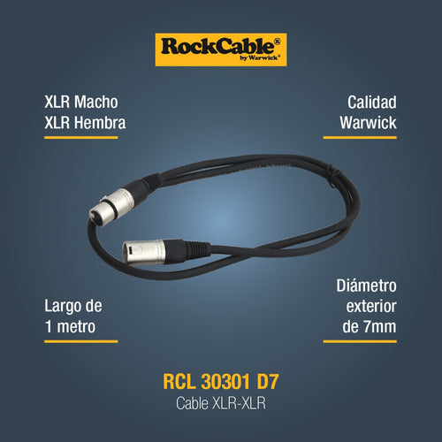 Warwick RockCable Microphone Cable RCL 30301 D7 1 Meter 1