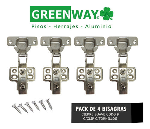 Greenway Bisagra Cierre Suave Codo 9 Cazoleta 35 Mm Pack 4 U C/ Clip 1