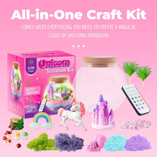 Kit De Terrario Luminoso Unicornio Diy Para Niñas De 4 A 12 1