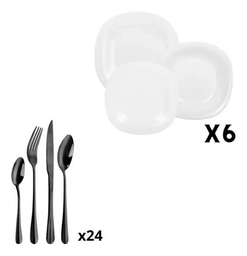 Luminarc Carine 18-Piece Dinnerware Set + 24-Piece Cutlery Set 0