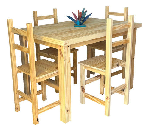 Ohventas Combo Table 120 + 4 Solid Wood Chairs 0