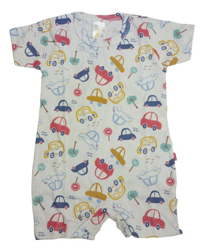 Short Sleeve Baby Bodysuit with Car Print Cotton 20