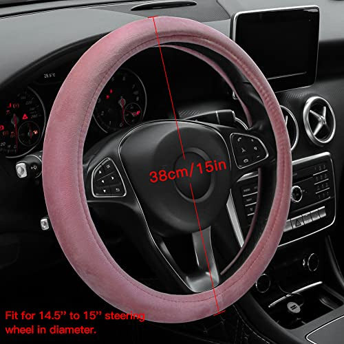 Funda Para Volante Suave De Terciopelo Rosa (38cm) 1