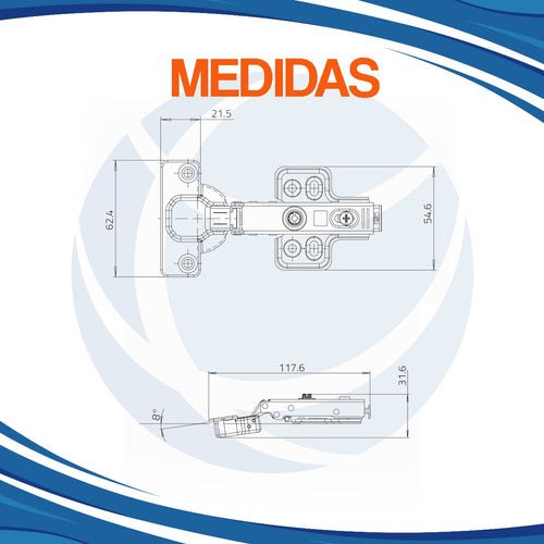 Pack 50 Bisagra Premium Codo 0 Cierre Suave Cazoleta 35mm 3